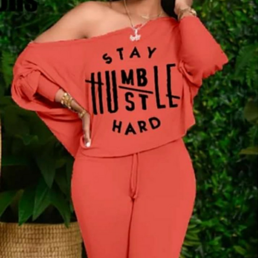 Stay Humble hustle hard 2pc set Capri pants 100% Polyester
